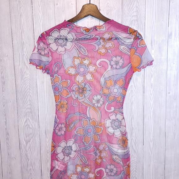 Floral Mesh Dress PLT Size UK 6 - Picture 4 of 4